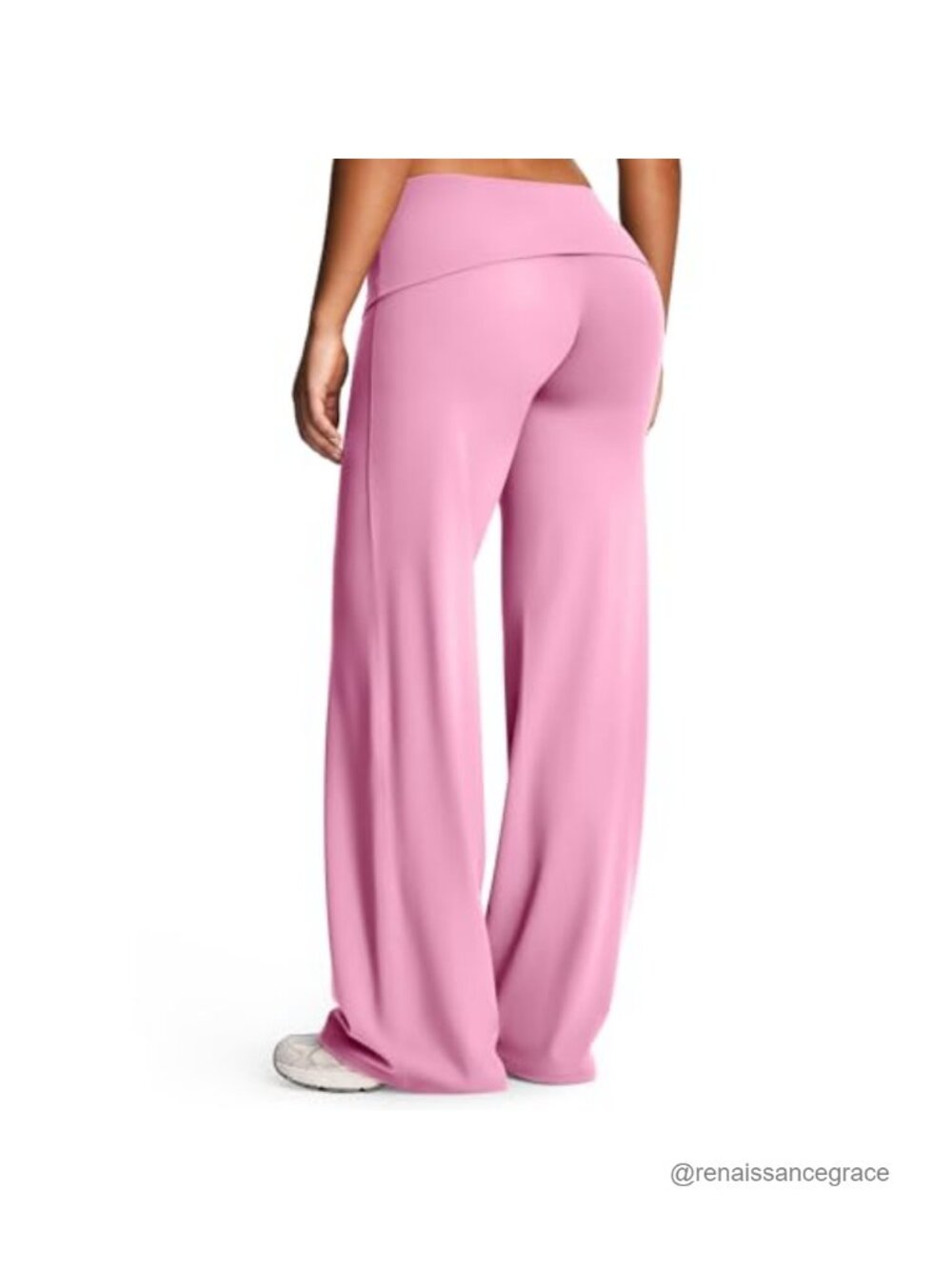 Fold Over Waist Yoga Pants 31" Inseam High Rise Straight Leg